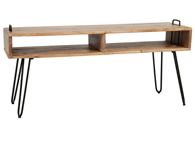 Meuble TV en acacia massif et m&eacute;tal noir ALVIN