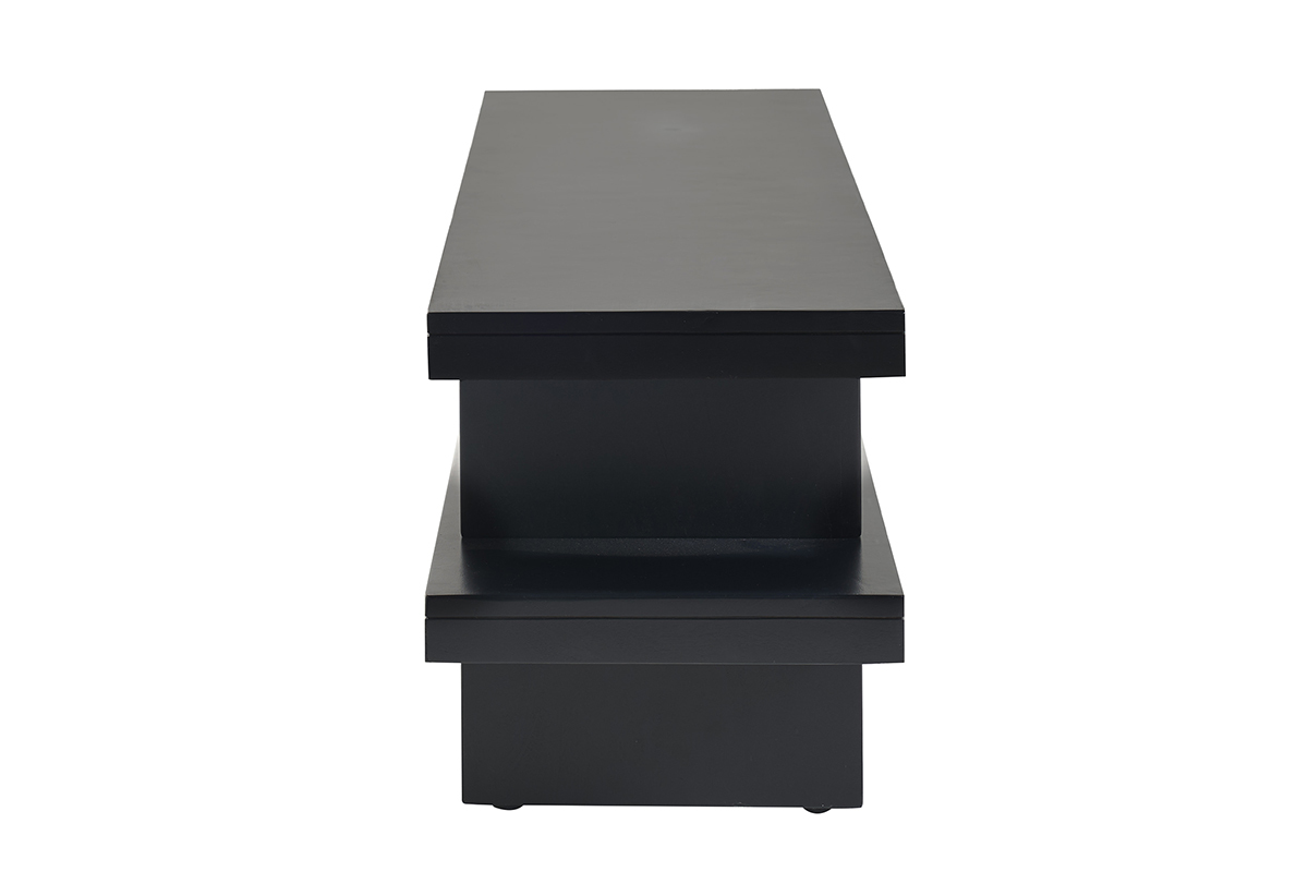 Meuble TV en bois massif noir L145 cm NALO