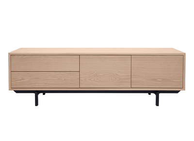 Meuble TV finition bois chêne avec rangements fermés L160 cm MANNY