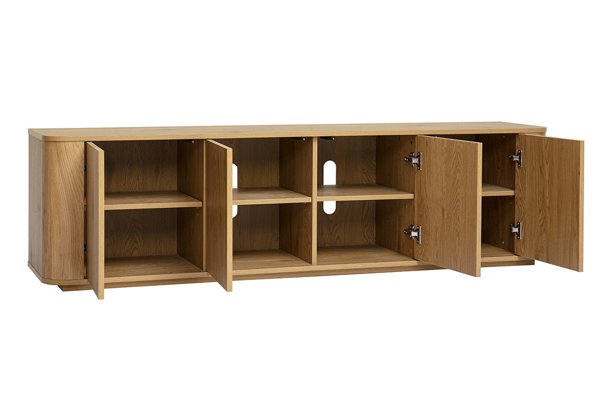 Meuble TV finition bois clair ch�ne 4 portes L180 cm NEGAN