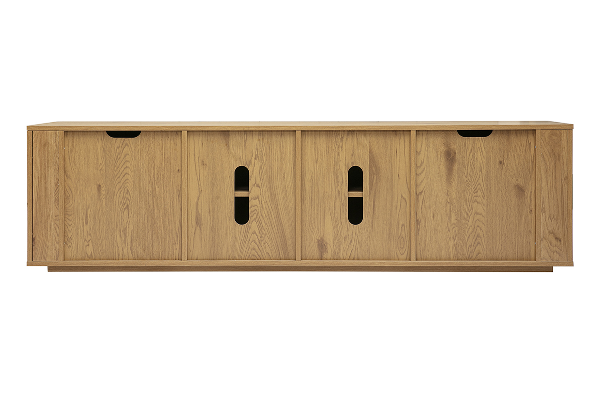 Meuble TV finition bois clair ch�ne 4 portes L180 cm NEGAN
