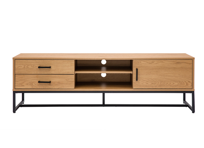 Meuble TV finition bois clair chêne et métal noir L160 cm LOVATO