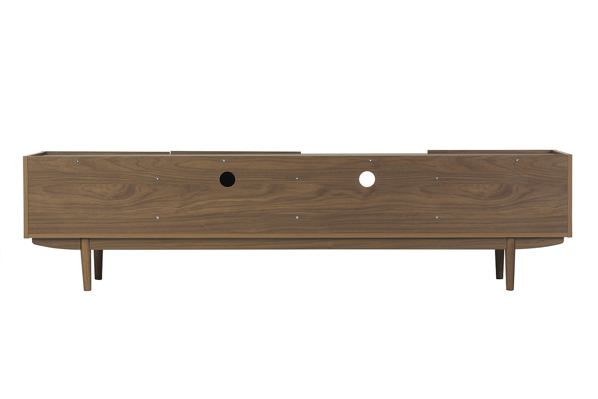 Meuble TV finition bois fonc� noyer 3 portes L180 cm SANAA