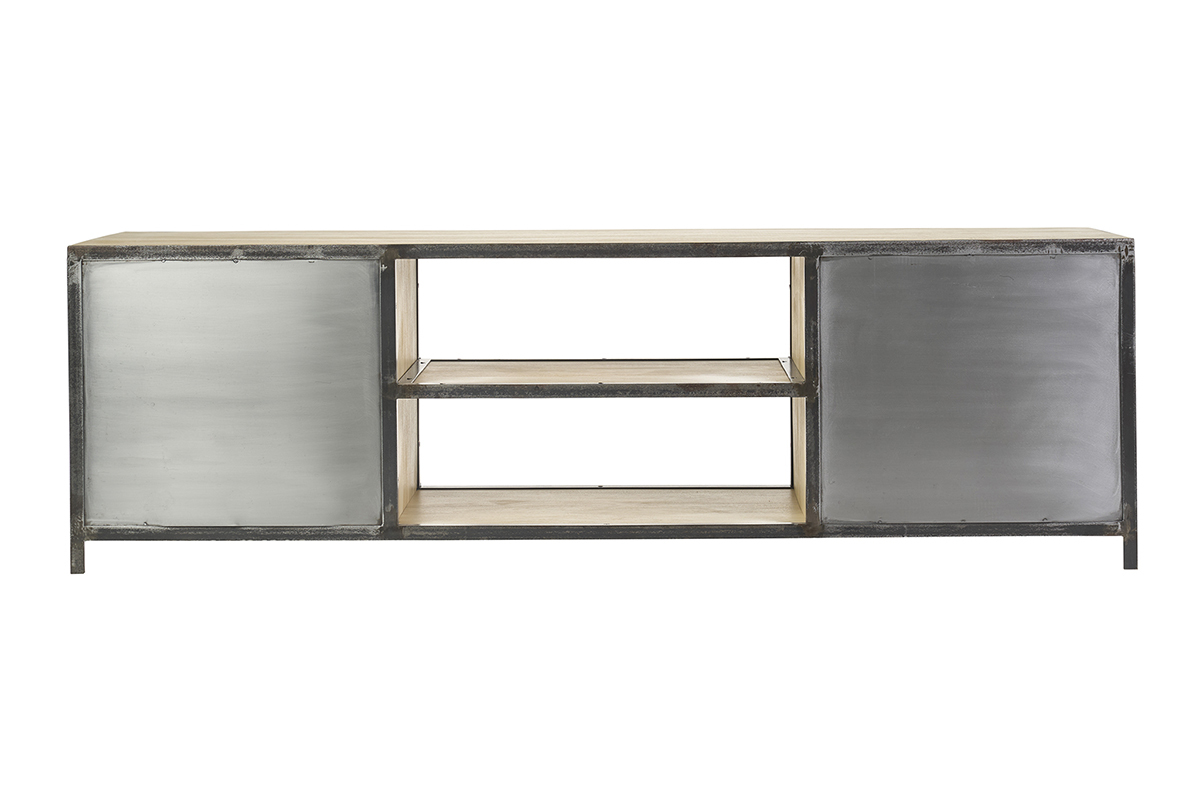 Meuble TV industriel en bois manguier massif L178 cm INDUSTRIA