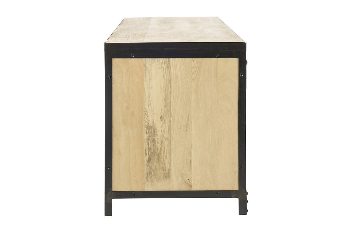 Meuble TV industriel en bois manguier massif L178 cm INDUSTRIA