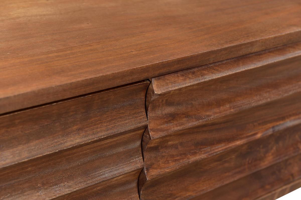 Meuble TV manguier massif et m�tal noir 3 portes L120 cm ONDA