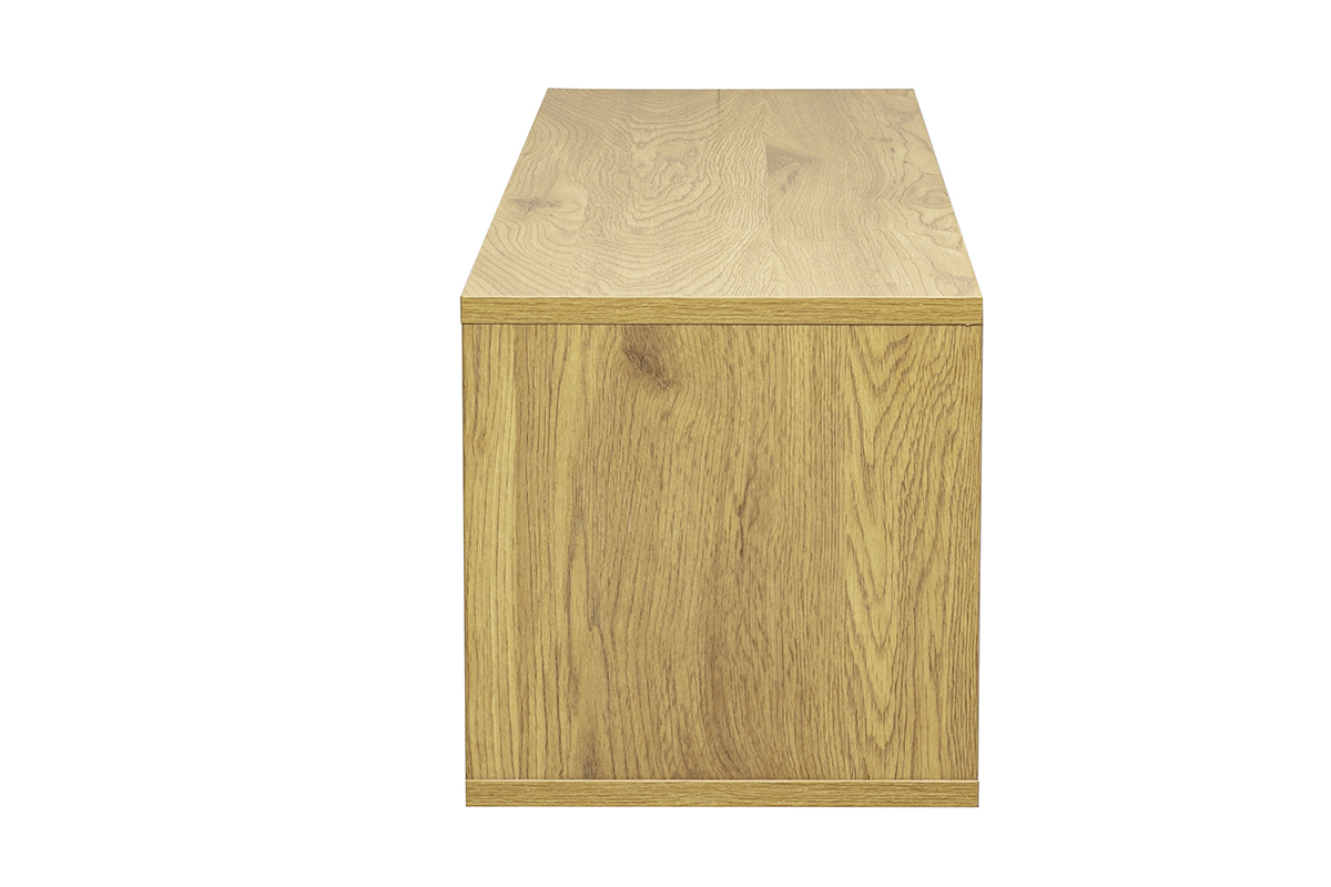 Meuble TV mural finition blanche et bois clair ch�ne L120 cm FLEXO