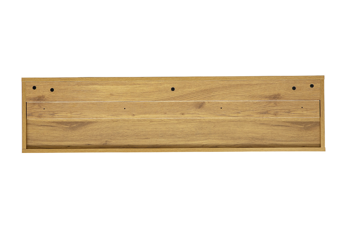 Meuble TV mural finition blanche et bois clair ch�ne L120 cm FLEXO