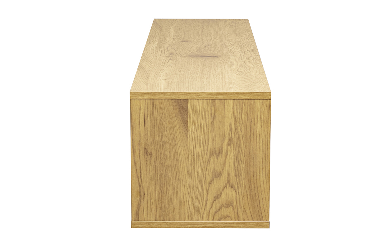 Meuble TV mural finition blanche et bois clair ch�ne L140 cm FLEXO