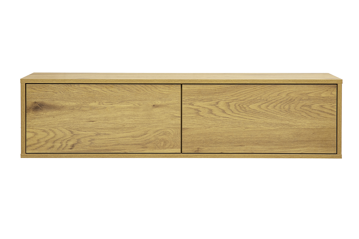 Meuble TV mural finition bois clair ch�ne L120 cm FLEXO