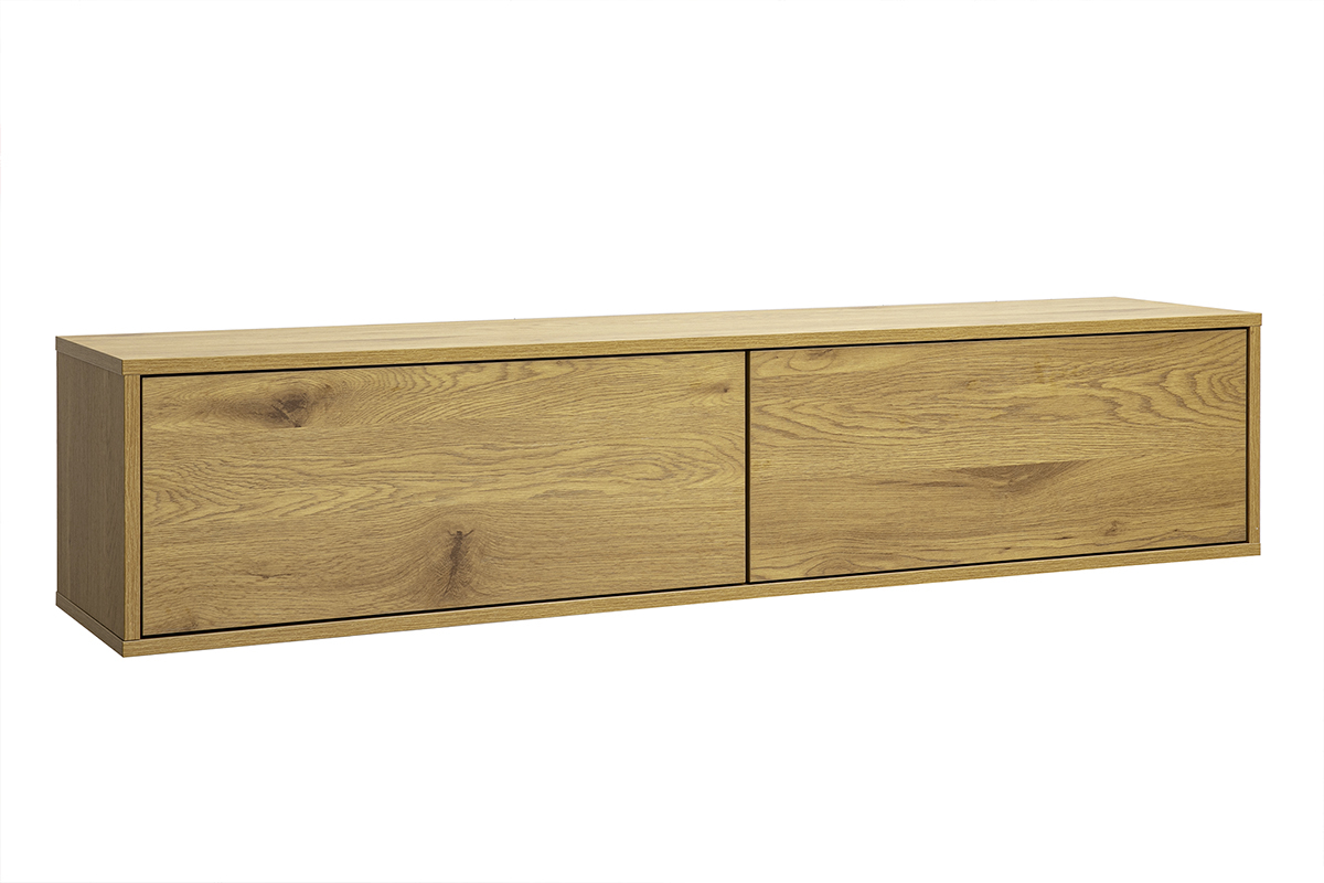 Meuble TV mural finition bois clair ch�ne L140 cm FLEXO