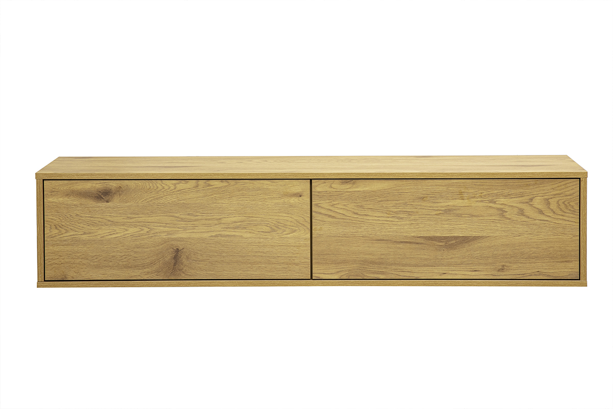 Meuble TV mural finition bois clair ch�ne L140 cm FLEXO