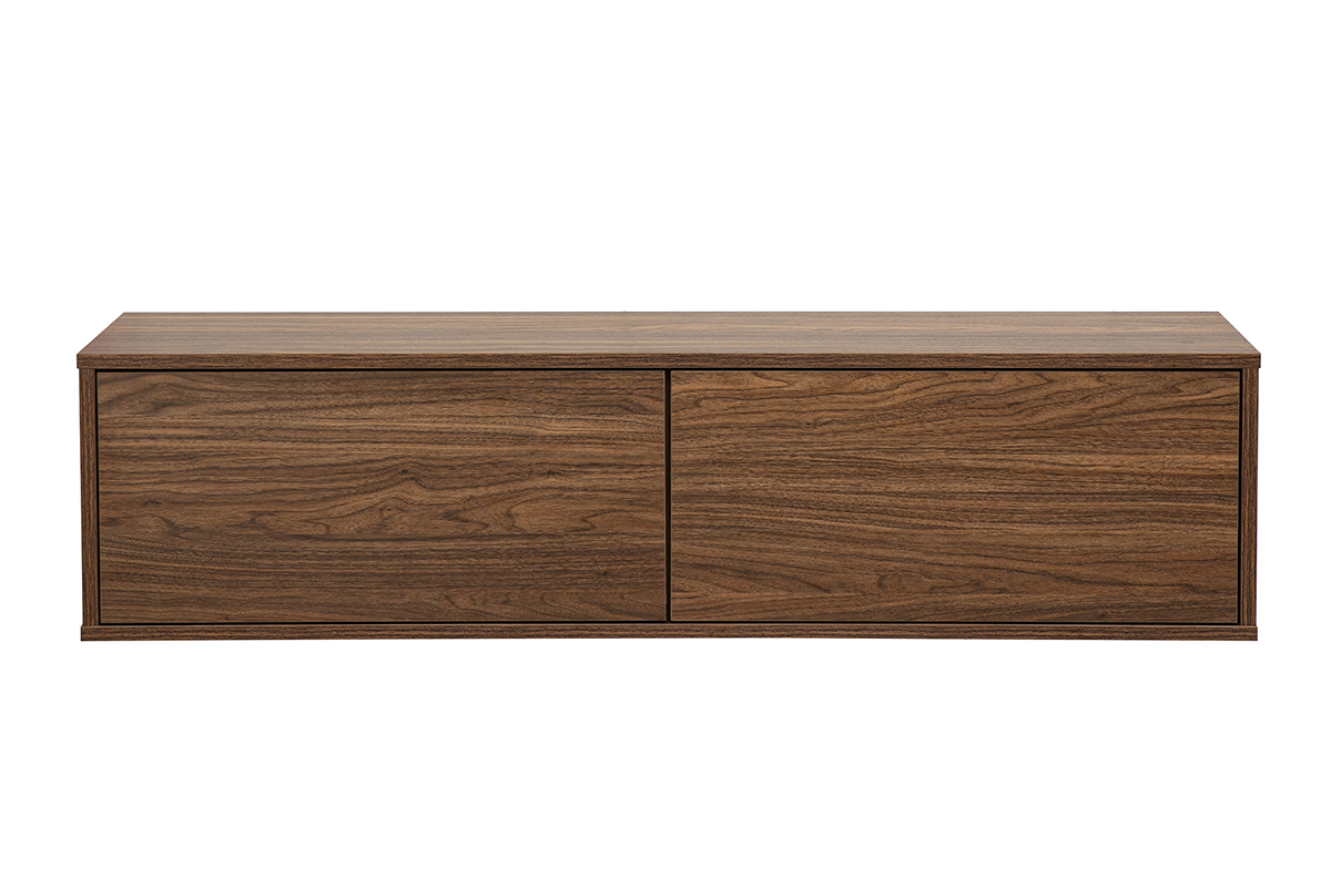 Meuble TV mural finition bois fonc� noyer L120 cm FLEXO
