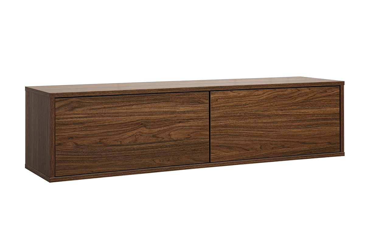 Meuble TV mural finition bois fonc� noyer L120 cm FLEXO