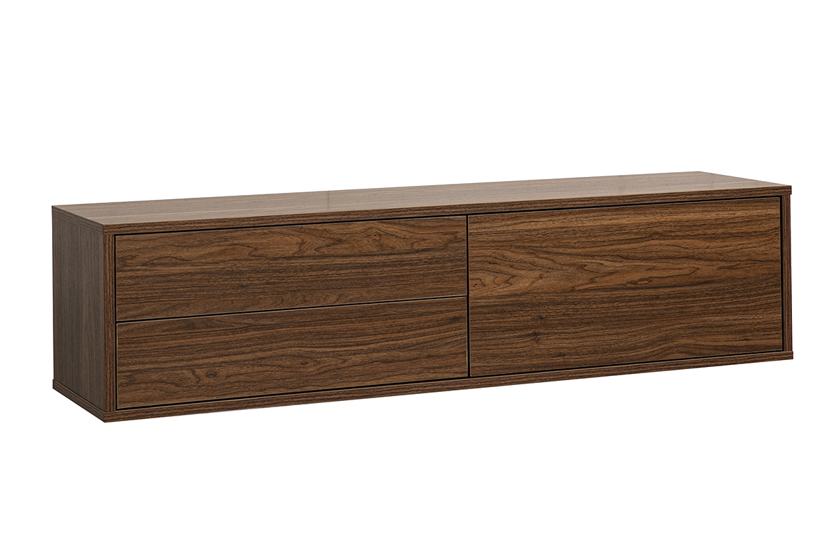 Meuble TV mural finition bois fonc� noyer L120 cm FLEXO