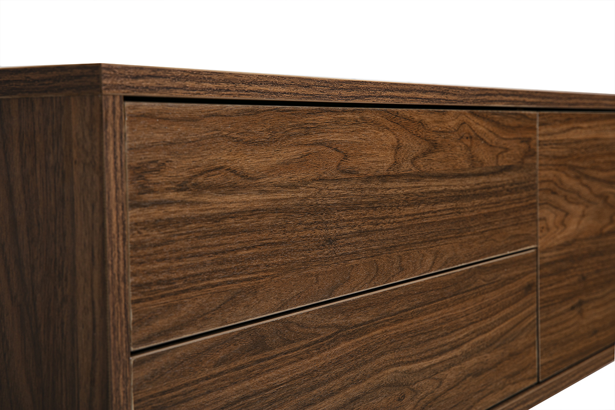 Meuble TV mural finition bois fonc� noyer L120 cm FLEXO