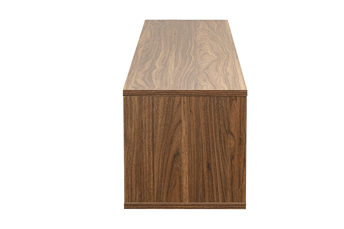 Meuble TV mural finition bois fonc� noyer L140 cm FLEXO
