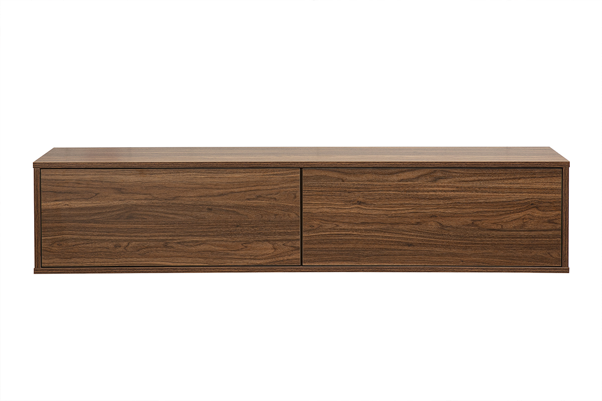 Meuble TV mural finition bois fonc� noyer L140 cm FLEXO