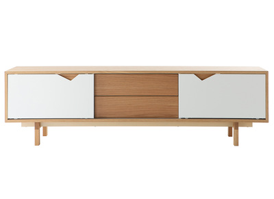 meuble TV scandinave blanc et ch&ecirc;ne ACOUSTIC