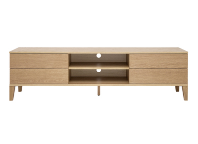 Meuble TV scandinave bois clair chêne 4 tiroirs L180 cm FREDDY