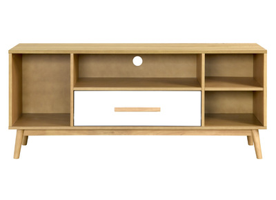 Meuble TV scandinave bois clair et blanc 1 tiroir TALIA