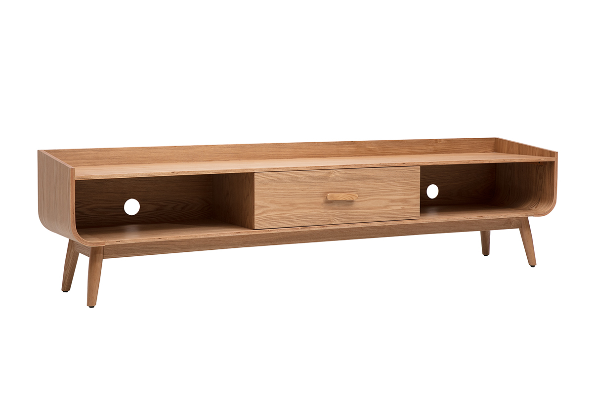 Meuble TV scandinave bois clair fr�ne L200 cm HALLEN