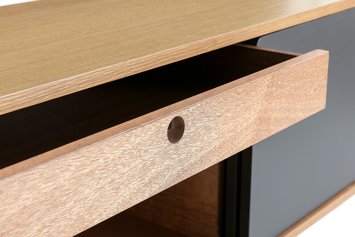 Meuble TV scandinave chne clair et gris COPENHAGUE