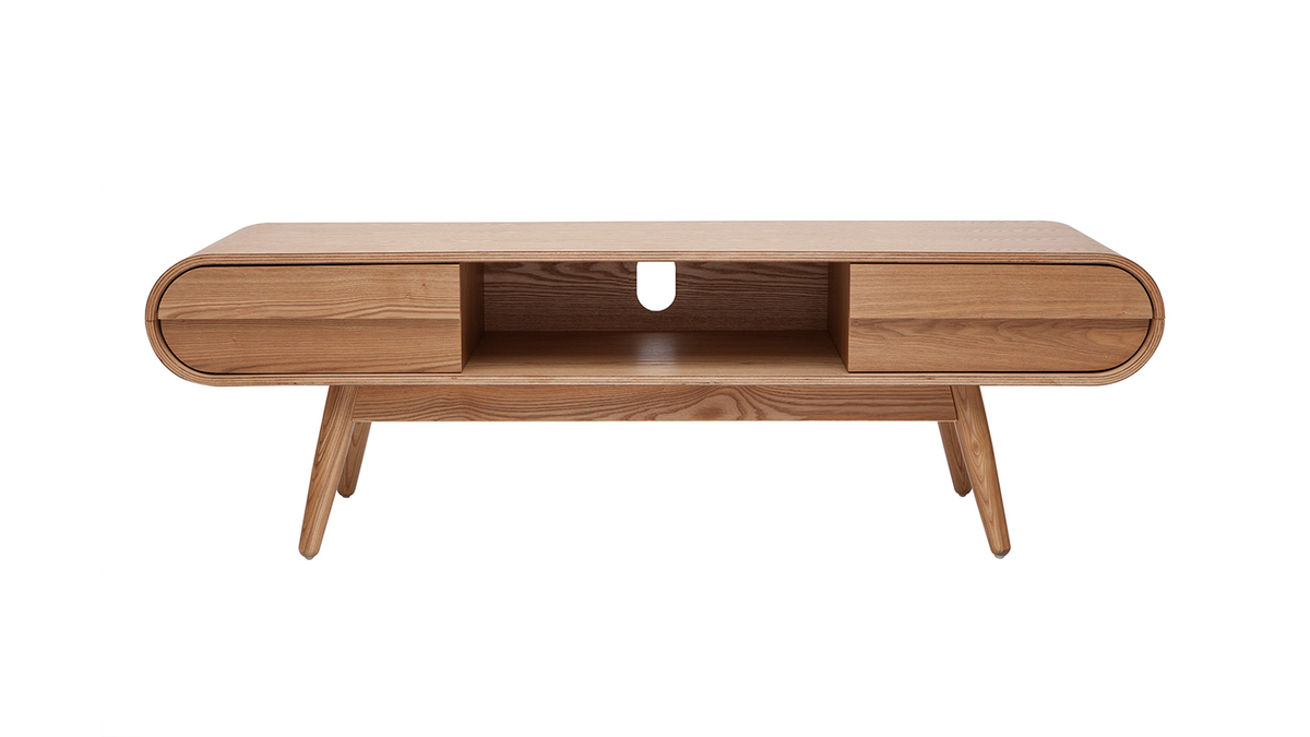 Meuble TV scandinave en bois clair 2 tiroirs L150 cm BALTIK