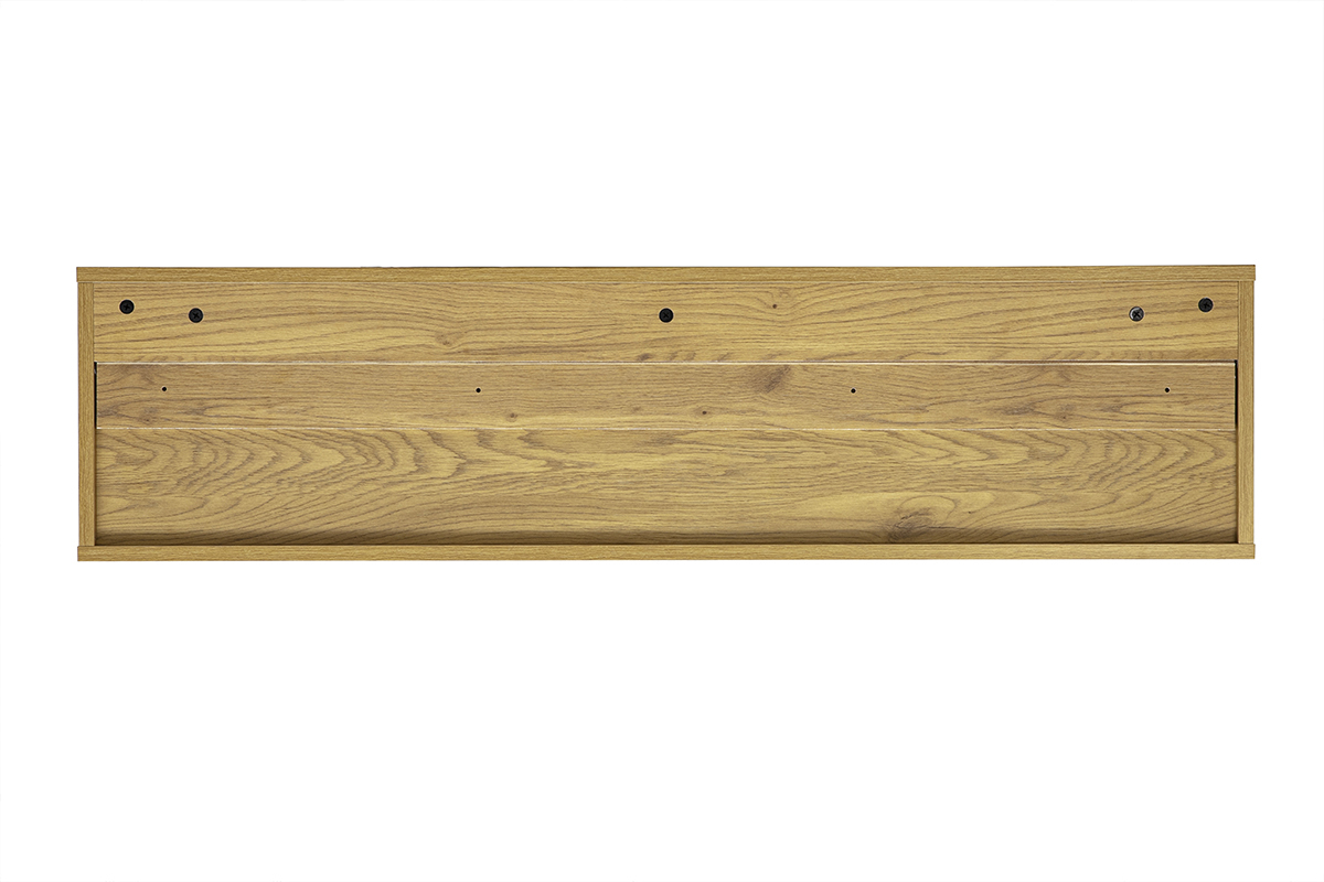 Meuble TV suspendu finition blanche et bois clair ch�ne L120 cm FLEXO