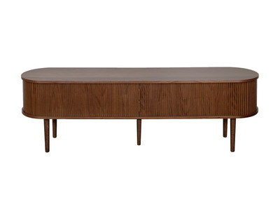 Meuble TV vintage bois foncé noyer avec rangements 2 portes coulissantes L180 cm EPIC