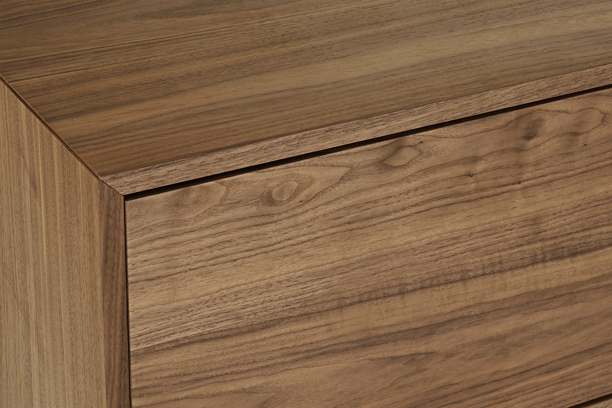 Meuble TV vintage bois fonc� noyer et m�tal noir L200 cm MANNY