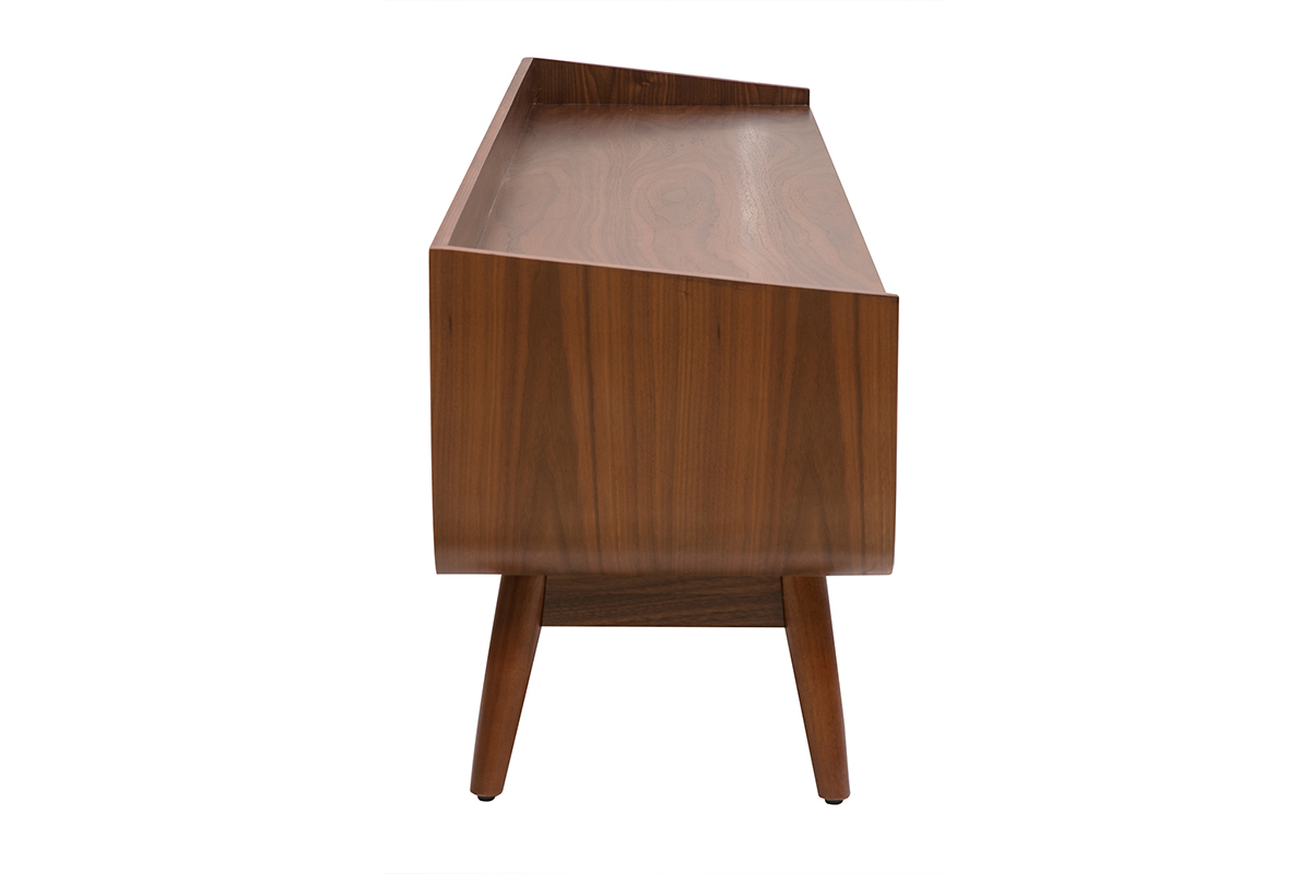 Meuble TV vintage bois fonc� noyer L200 cm HALLEN