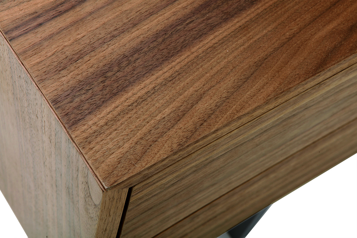 Meuble TV vintage en bois fonc avec rangements ferms L160 cm MANNY