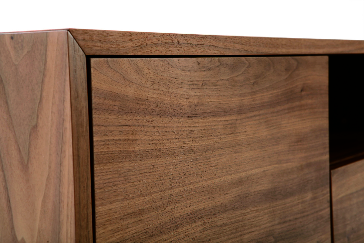 Meuble TV vintage en bois fonc niche ouverte L160 cm MANNY