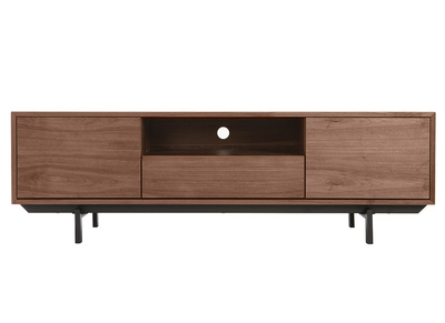 Meuble TV vintage en bois foncé niche ouverte L160 cm MANNY