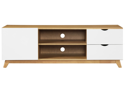 Miliboo & St&eacute;phane Plaza - Meuble TV scandinave blanc et bois clair NEELA