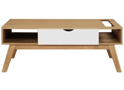 Miliboo & St&eacute;phane Plaza - Table basse scandinave blanc et bois clair NEELA