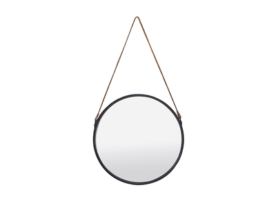 Miroir rond design m&eacute;tal noir 40cm KARL