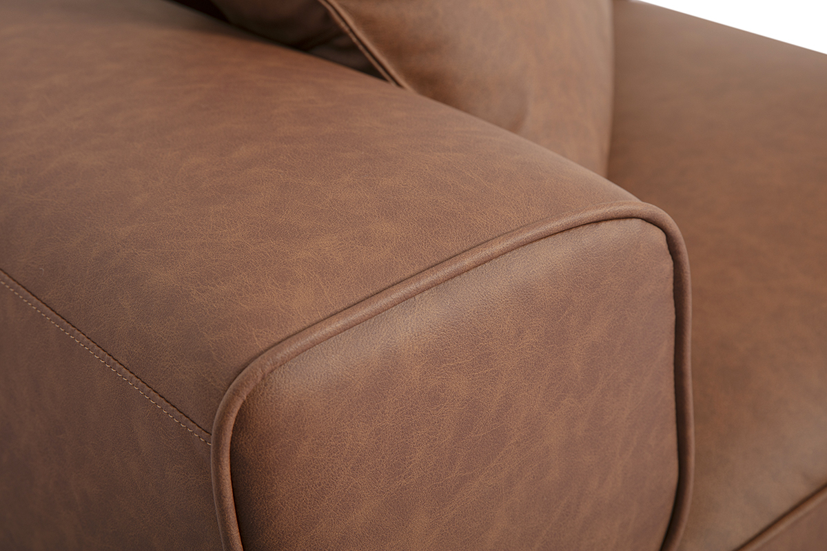 Module d'angle droit pour canap� en cuir marron FERGUS