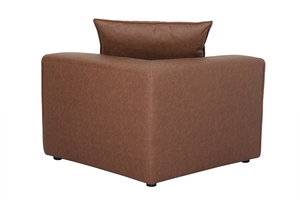Module d'angle droit pour canap� en cuir marron FERGUS
