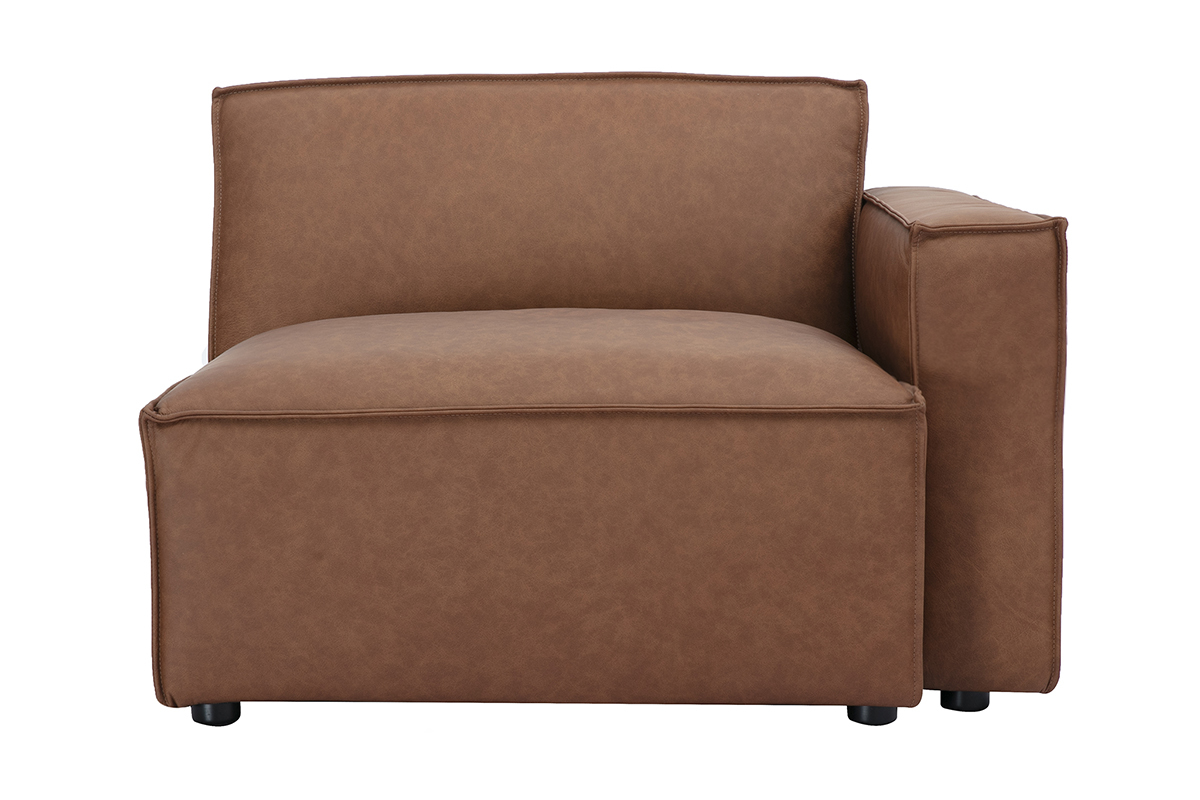 Module d'angle droit pour canap en cuir marron SPLIT