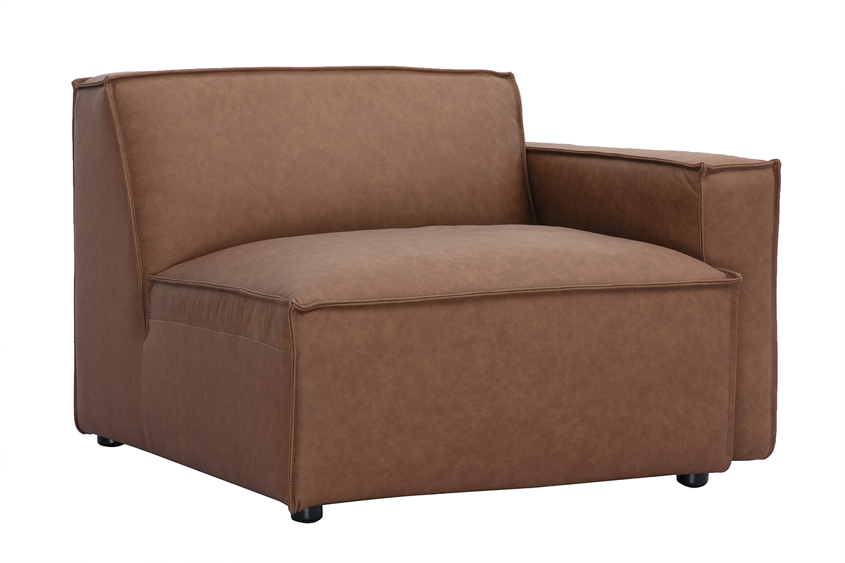 Module d'angle droit pour canap en cuir marron SPLIT