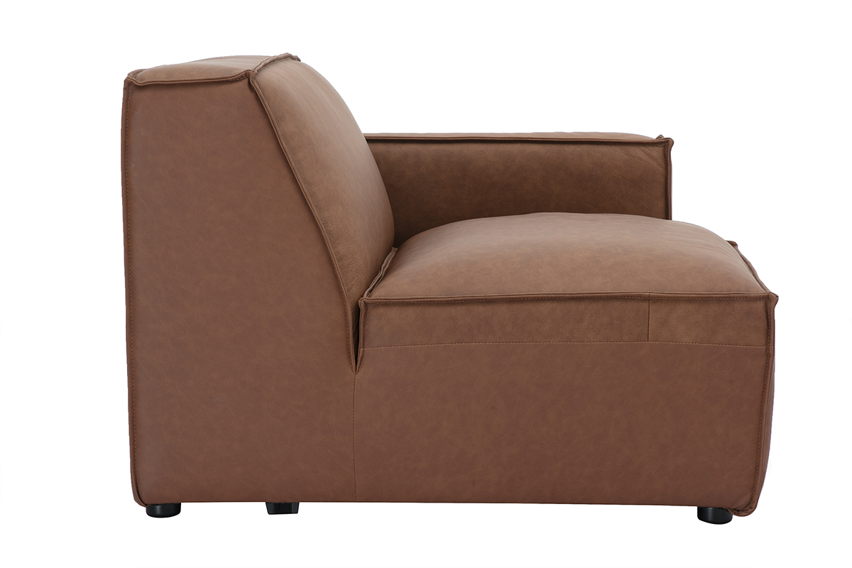 Module d'angle droit pour canap en cuir marron SPLIT
