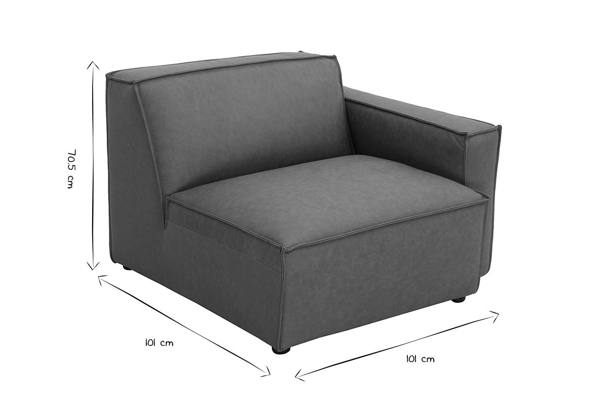 Module d'angle droit pour canap en cuir marron SPLIT