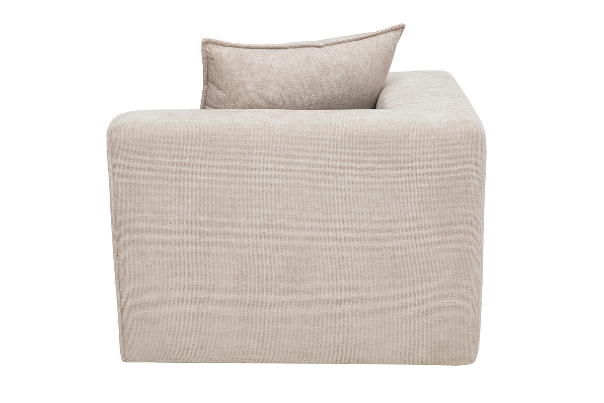 Module d'angle droit pour canap� en tissu effet velours textur� beige KERRY