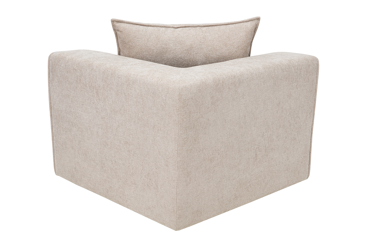 Module d'angle droit pour canap� en tissu effet velours textur� beige KERRY