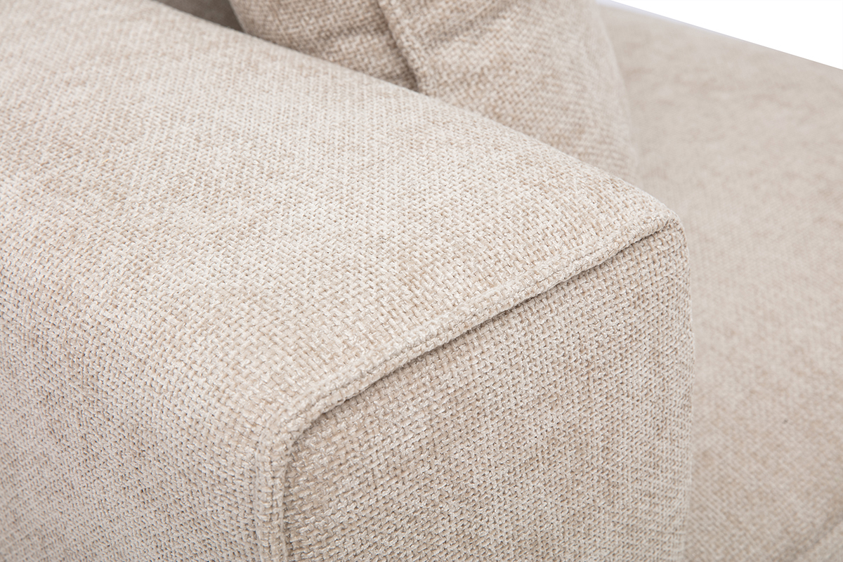 Module d'angle droit pour canap� en tissu effet velours textur� beige KERRY