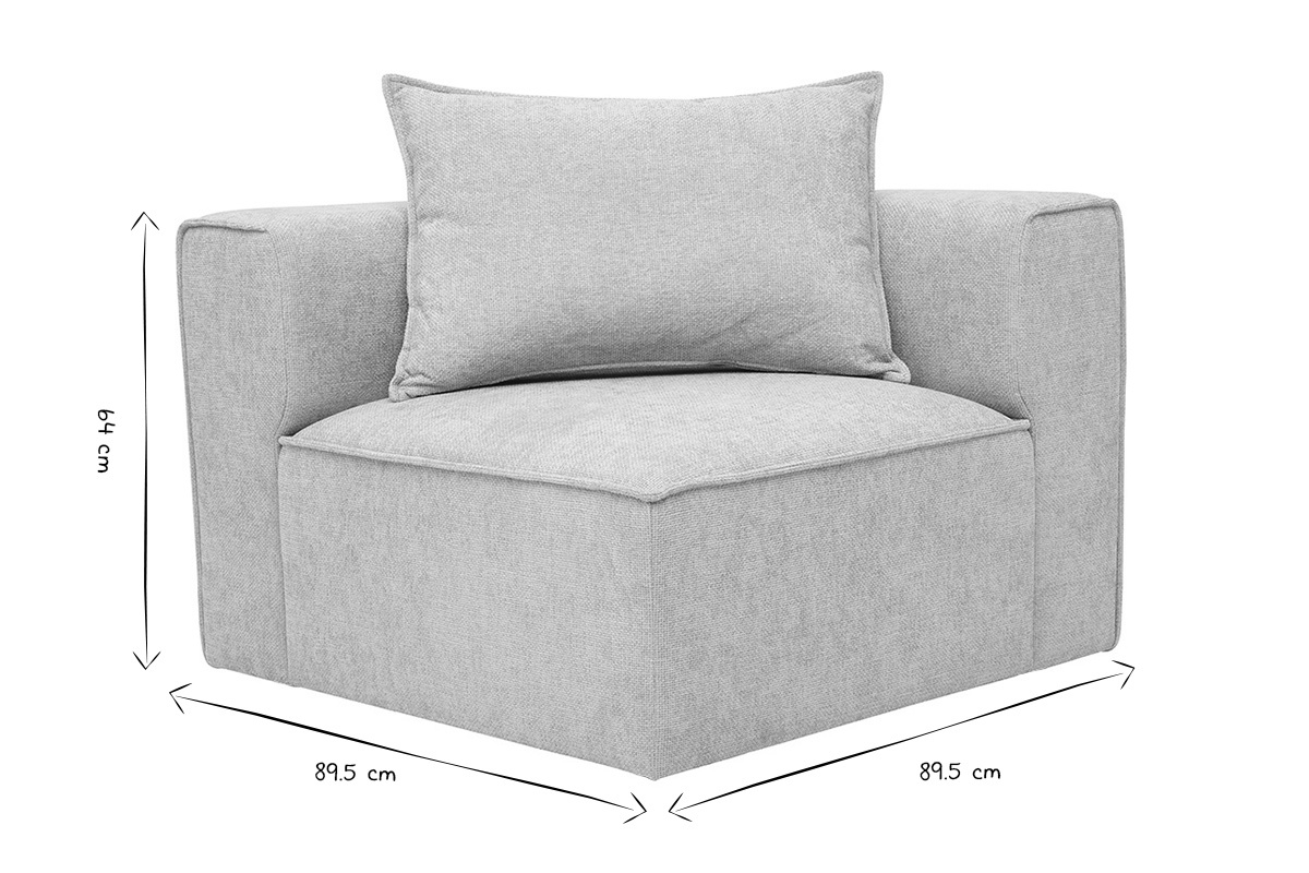 Module d'angle droit pour canap� en tissu effet velours textur� beige KERRY