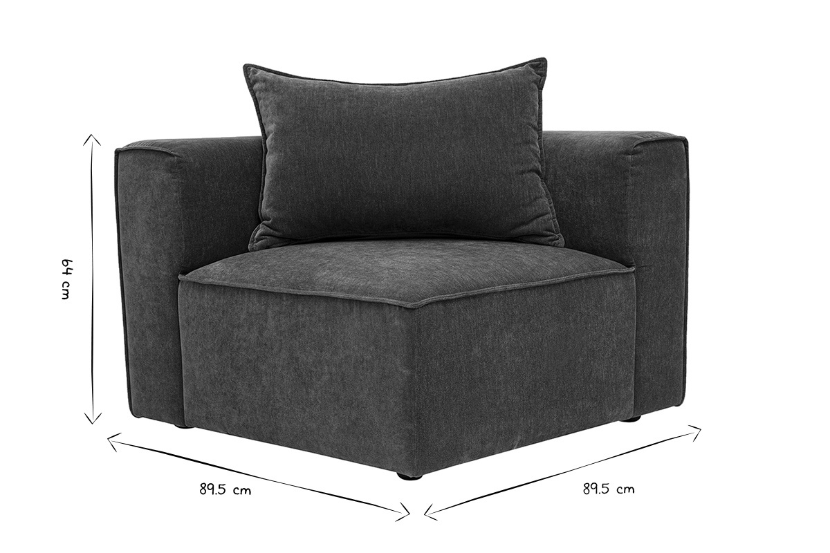 Module d'angle droit pour canap� en tissu effet velours vert kaki KERRY