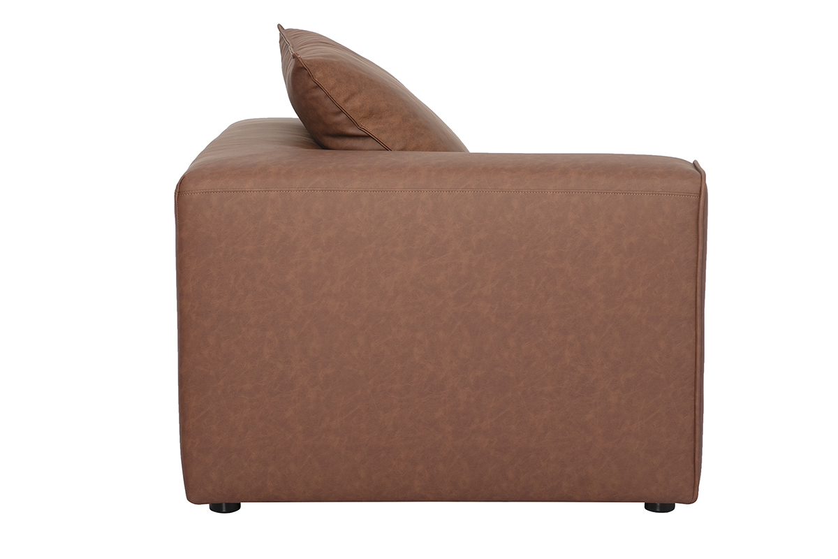 Module d'angle gauche pour canap� en cuir marron FERGUS